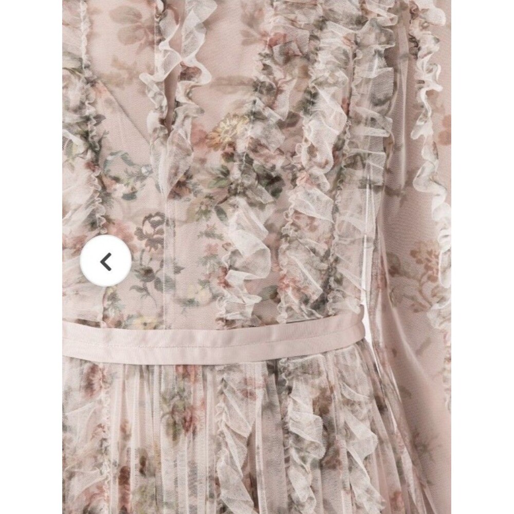 Needle & Thread Garland Flora Pink dress US sz 8 floral English lacy long sleeve